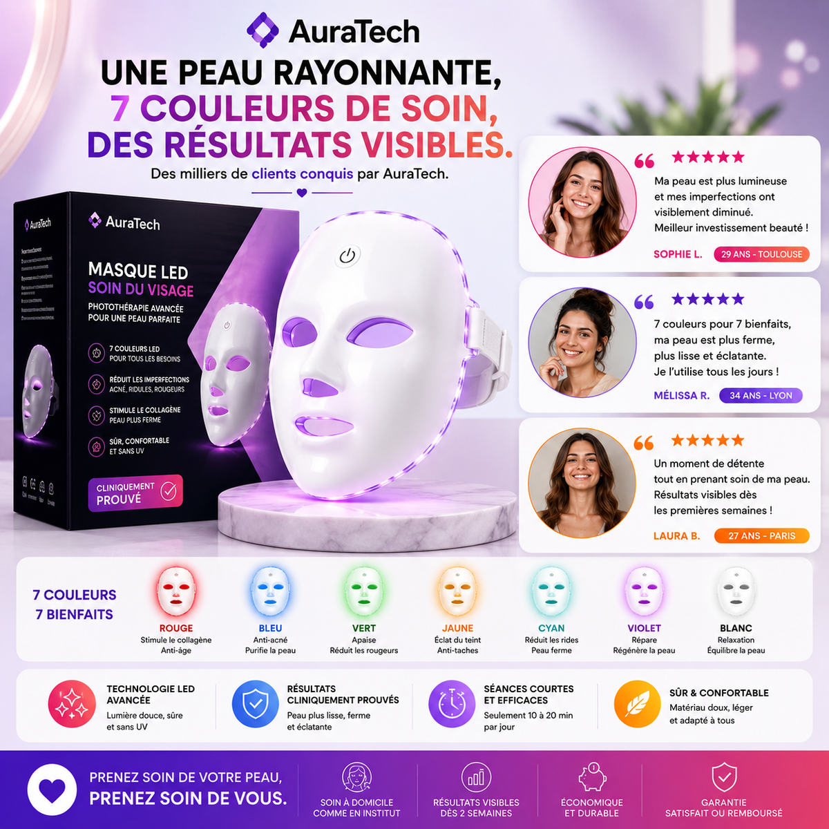 Masque de Soin de Visage LED