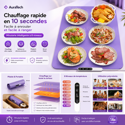 Plaque Chauffante Electrique Pliable en Silicone