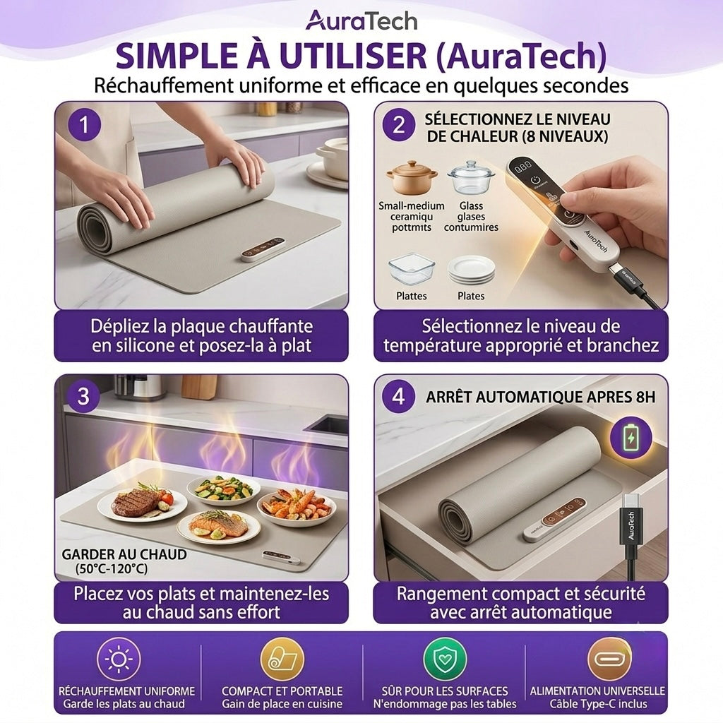 Plaque Chauffante Electrique Pliable en Silicone