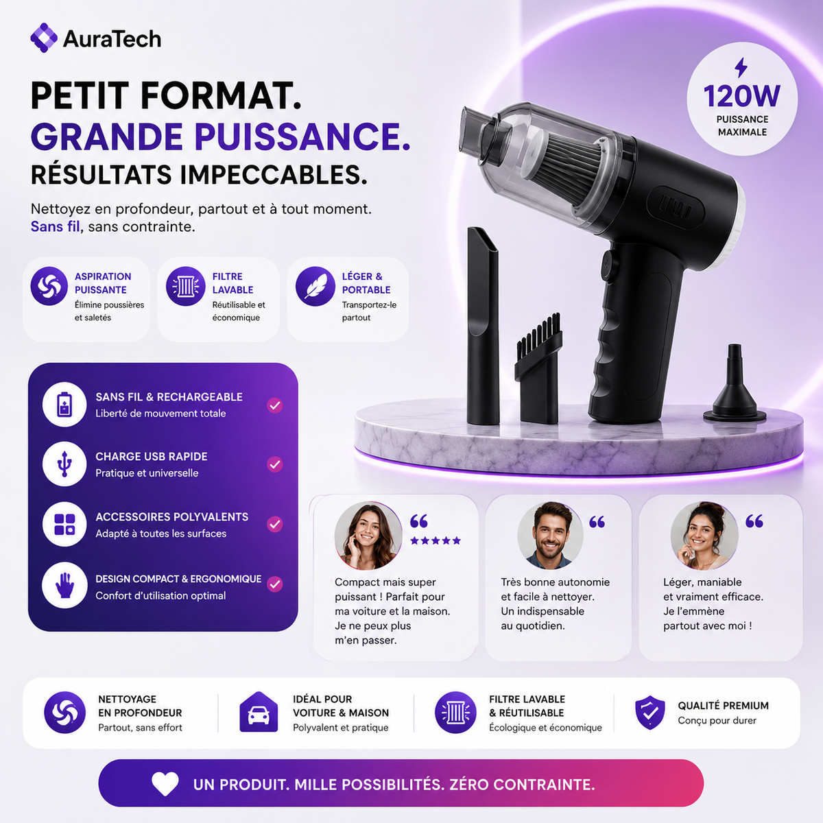 Aspirateur sans fil multi-usage
